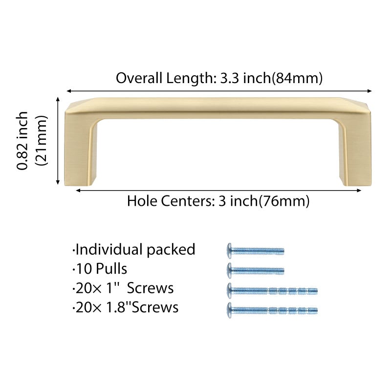 Haidms 3inch Kitchen Cabinet Handles Gold Cabinet Pulls Gold Drawer Pulls  Champaign Gold Drawer Pulls Drawer Handles for Cabinet Kitchen Drawer Pulls  10Pack - Image 3